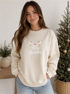 Merry Christmas Sweatshirt Sweater Top Size M